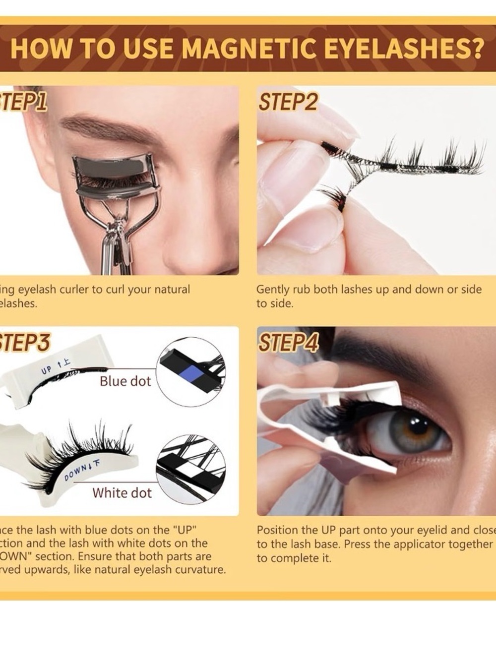 Magnetic False Eyelashes Kit in White Case - Natural Black Lashes set of two - Picture 5 of 7